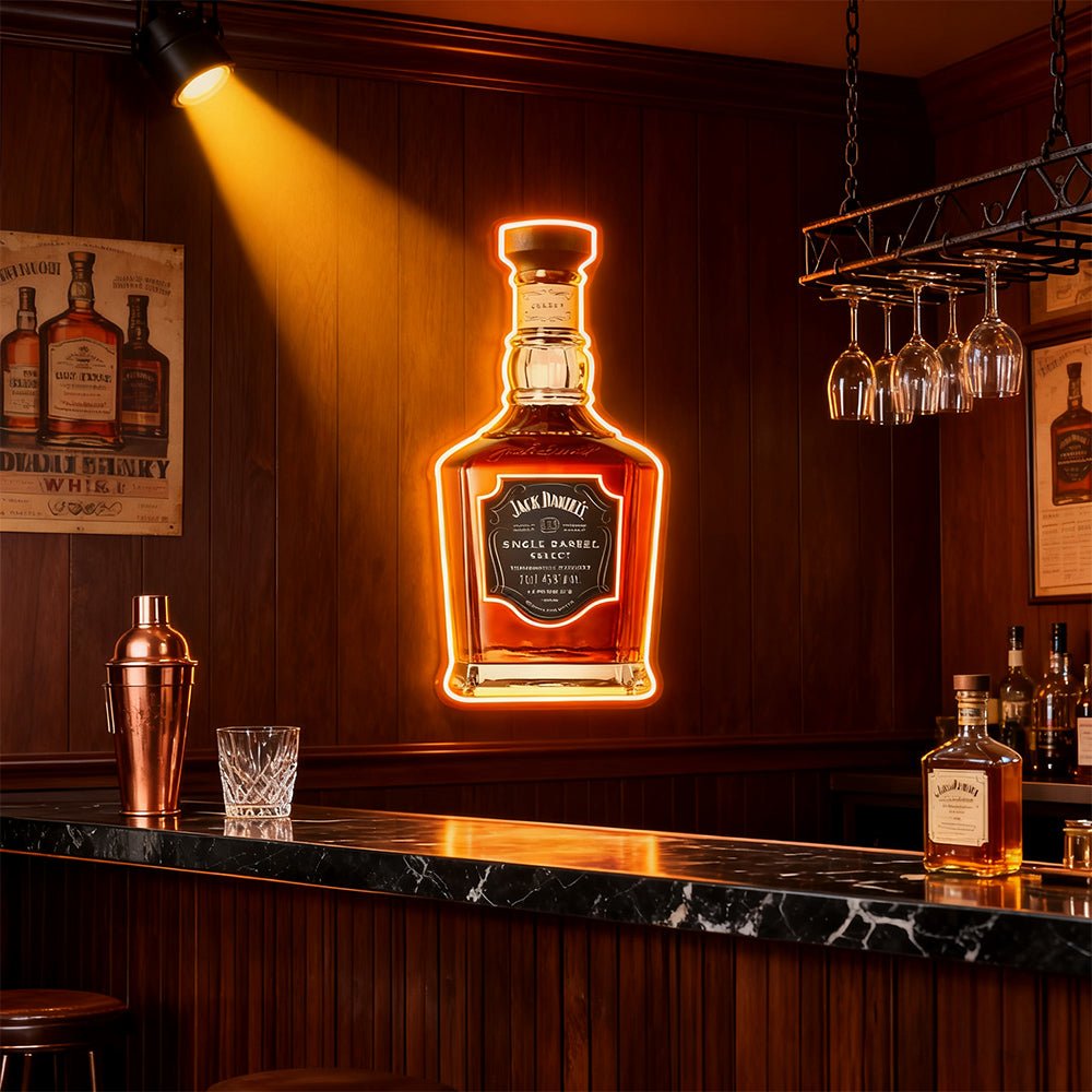 Bourbon Whiskey USB LED Neon Sign Bar Decor Man Cave Home Wall Art