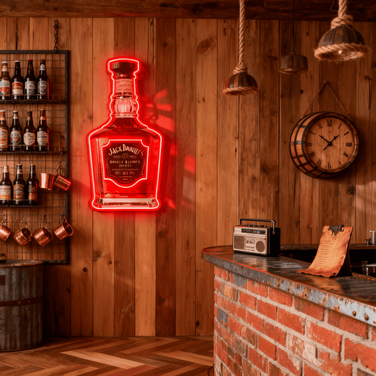 Bourbon Whiskey USB LED Neon Sign Bar Decor Man Cave Home Wall Art