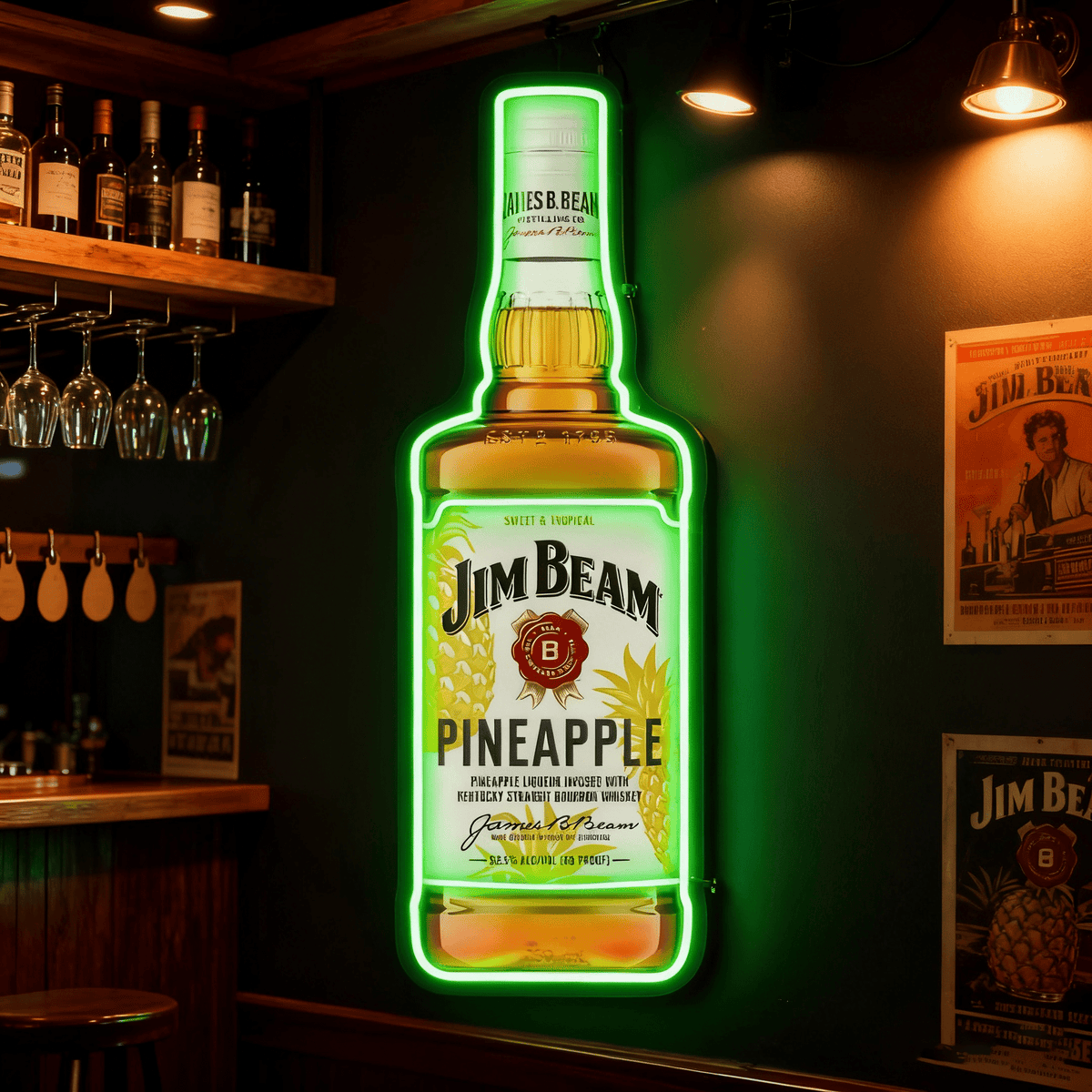 Bourbon Whiskey USB LED Neon Sign Bar Decor Man Cave Home Wall Art