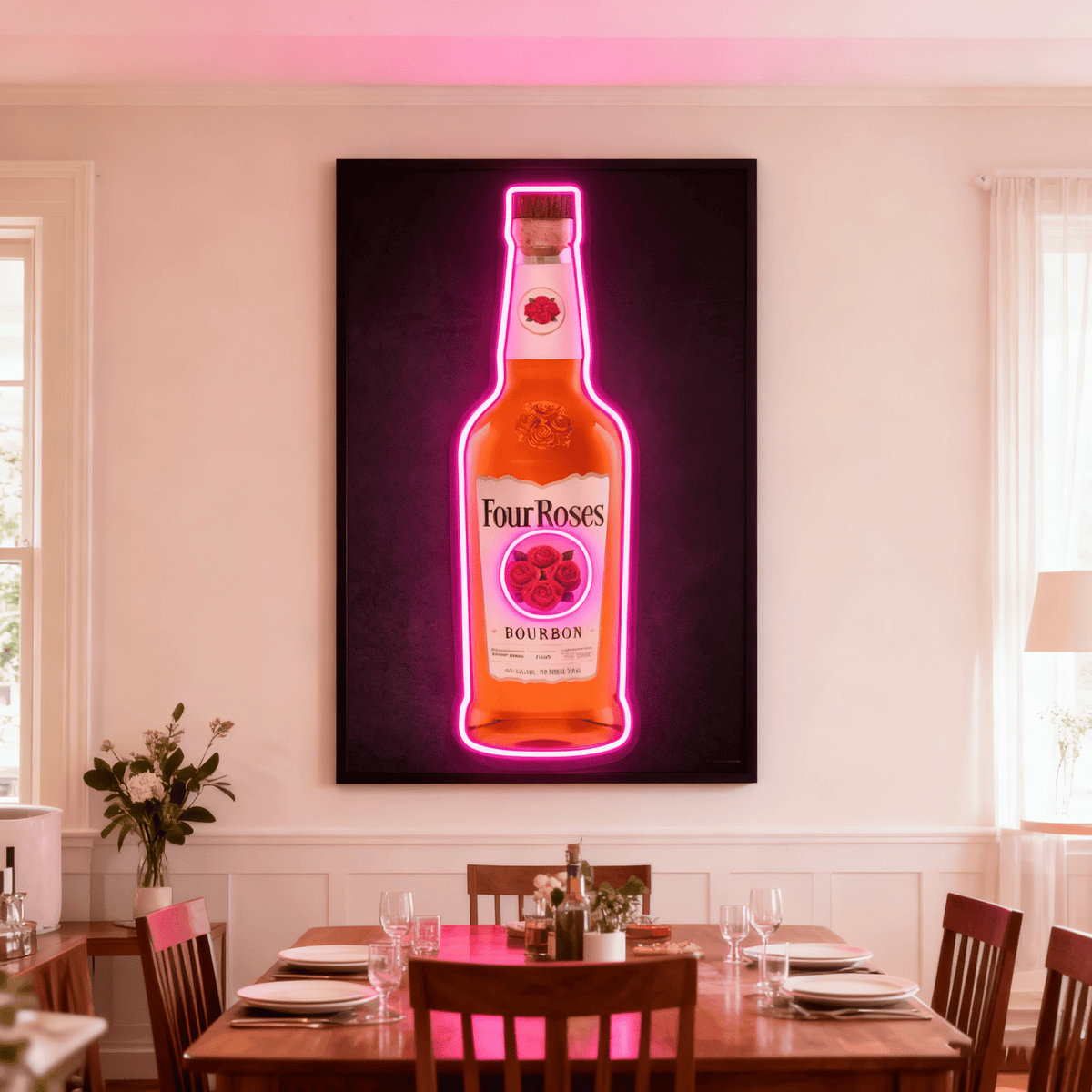 Bourbon Whiskey USB LED Neon Sign Bar Decor Man Cave Home Wall Art