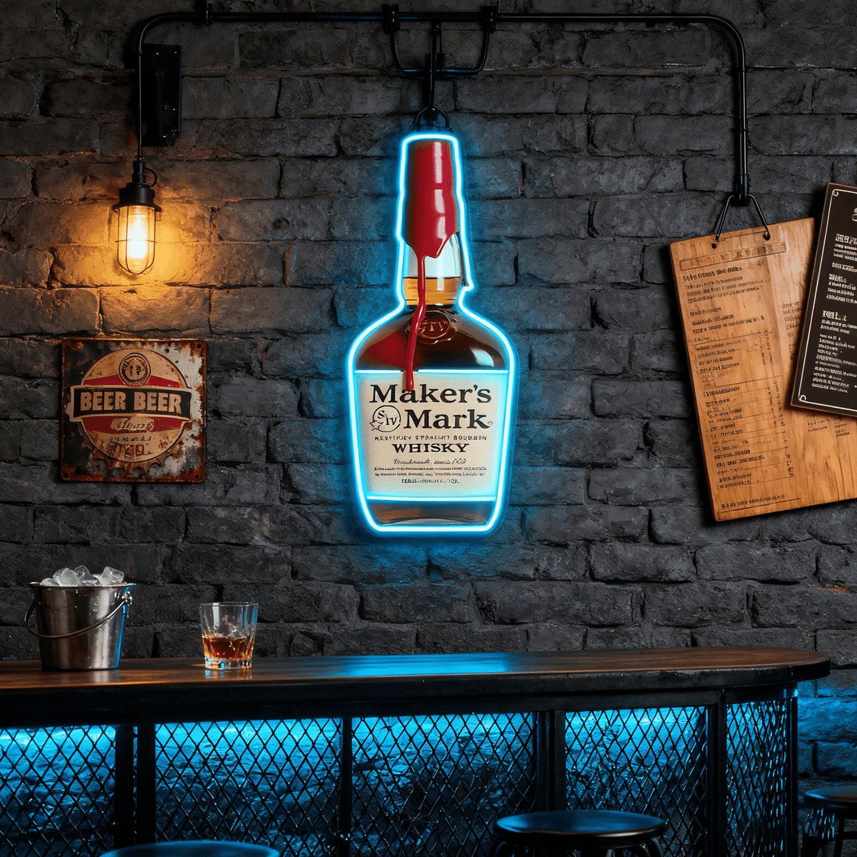 Bourbon Whiskey USB LED Neon Sign Bar Decor Man Cave Home Wall Art