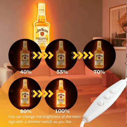 Bourbon Whiskey USB LED Neon Sign Bar Decor Man Cave Home Wall Art