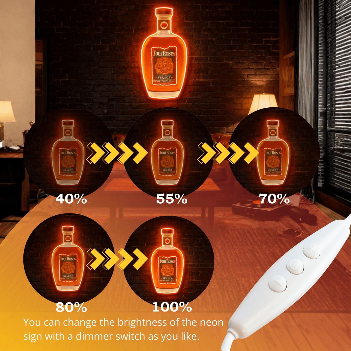Bourbon Whiskey USB LED Neon Sign Bar Decor Man Cave Home Wall Art