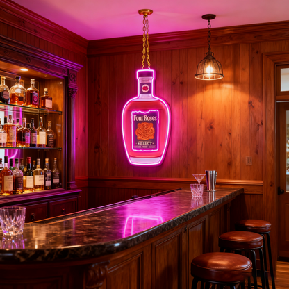Bourbon Whiskey USB LED Neon Sign Bar Decor Man Cave Home Wall Art