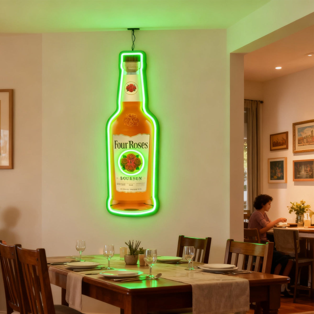 Bourbon Whiskey USB LED Neon Sign Bar Decor Man Cave Home Wall Art