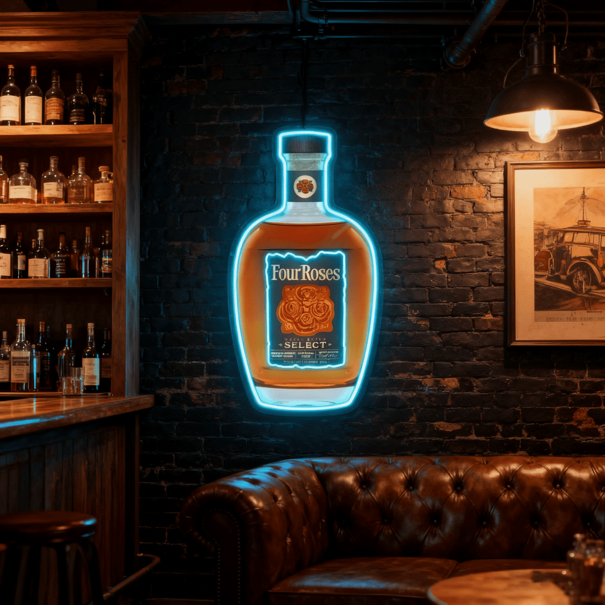 Bourbon Whiskey USB LED Neon Sign Bar Decor Man Cave Home Wall Art