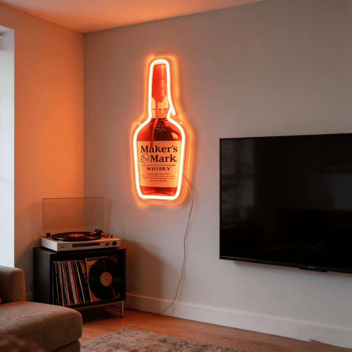 Bourbon Whiskey USB LED Neon Sign Bar Decor Man Cave Home Wall Art