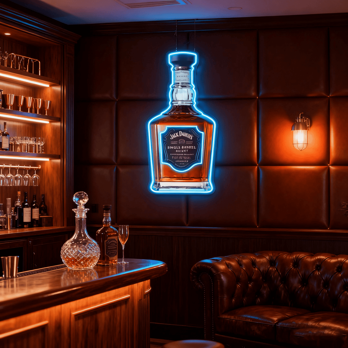 Bourbon Whiskey USB LED Neon Sign Bar Decor Man Cave Home Wall Art