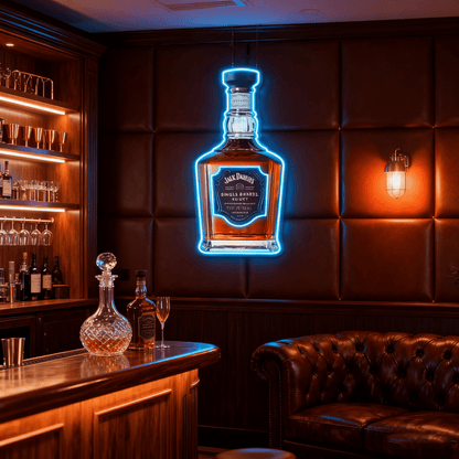 Bourbon Whiskey USB LED Neon Sign Bar Decor Man Cave Home Wall Art