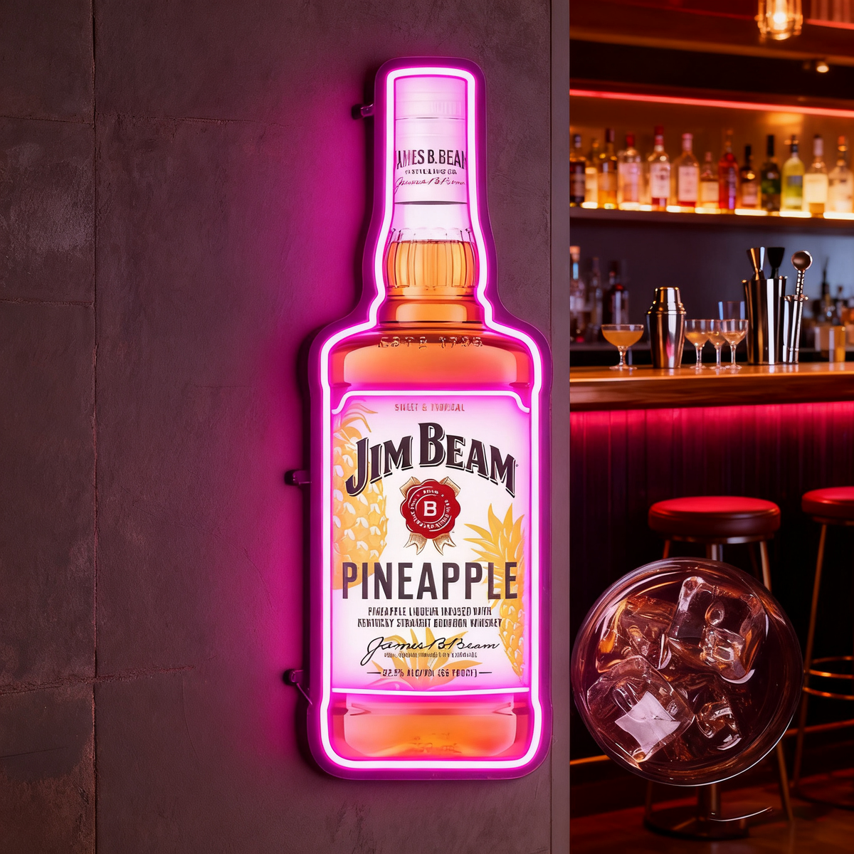 Bourbon Whiskey USB LED Neon Sign Bar Decor Man Cave Home Wall Art