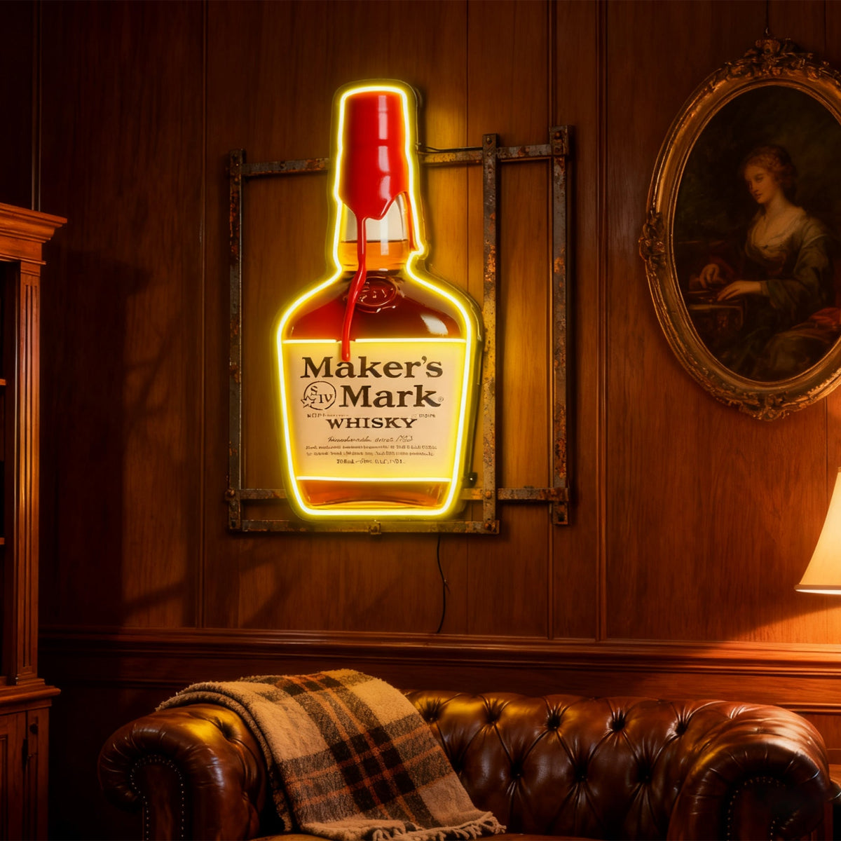 Bourbon Whiskey USB LED Neon Sign Bar Decor Man Cave Home Wall Art