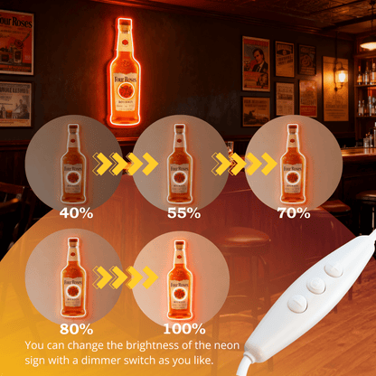 Bourbon Whiskey USB LED Neon Sign Bar Decor Man Cave Home Wall Art