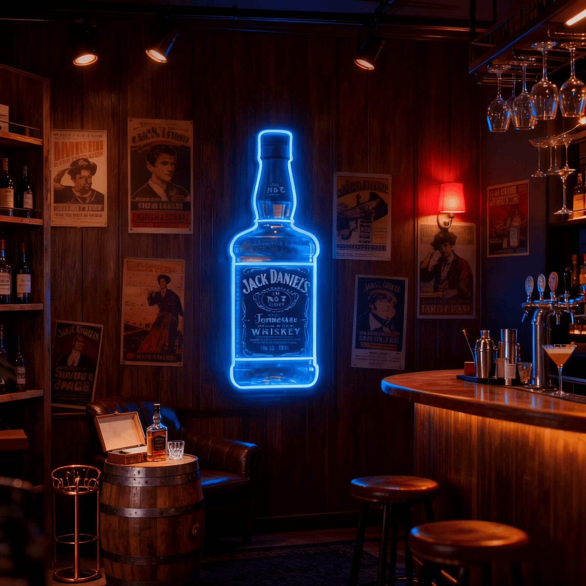 Bourbon Whiskey USB LED Neon Sign Bar Decor Man Cave Home Wall Art