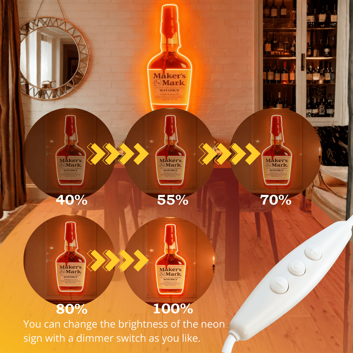 Bourbon Whiskey USB LED Neon Sign Bar Decor Man Cave Home Wall Art