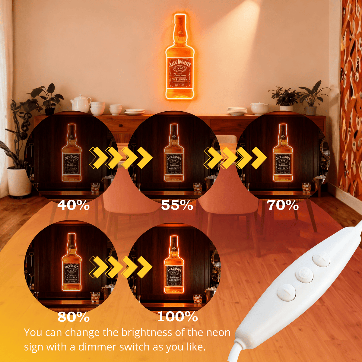 Bourbon Whiskey USB LED Neon Sign Bar Decor Man Cave Home Wall Art