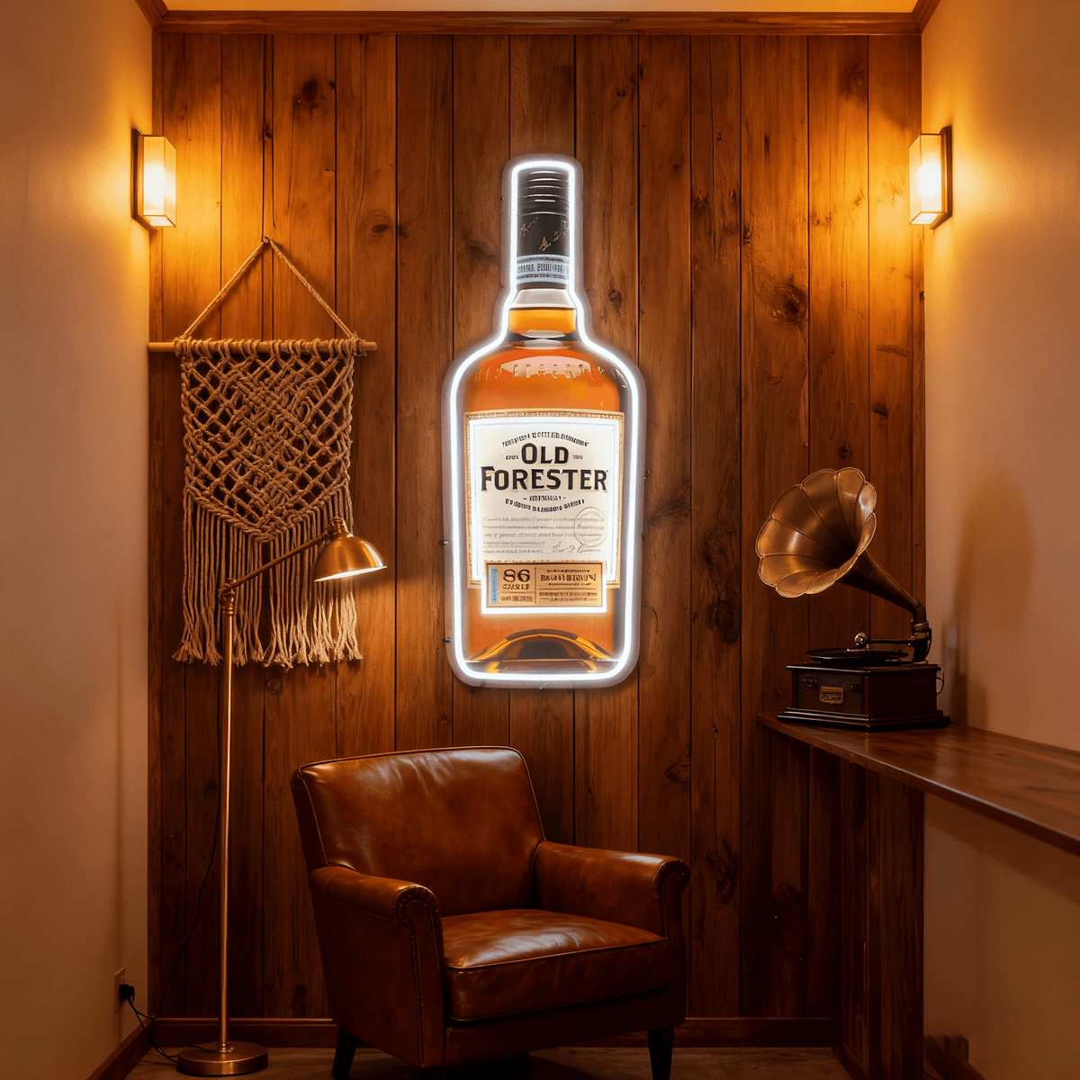 Bourbon Whiskey USB LED Neon Sign Bar Decor Man Cave Home Wall Art