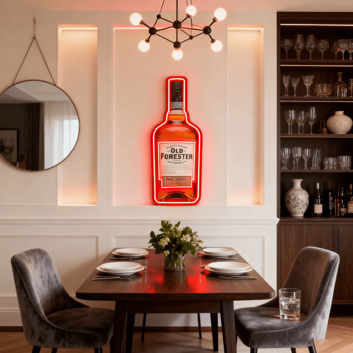 Bourbon Whiskey USB LED Neon Sign Bar Decor Man Cave Home Wall Art