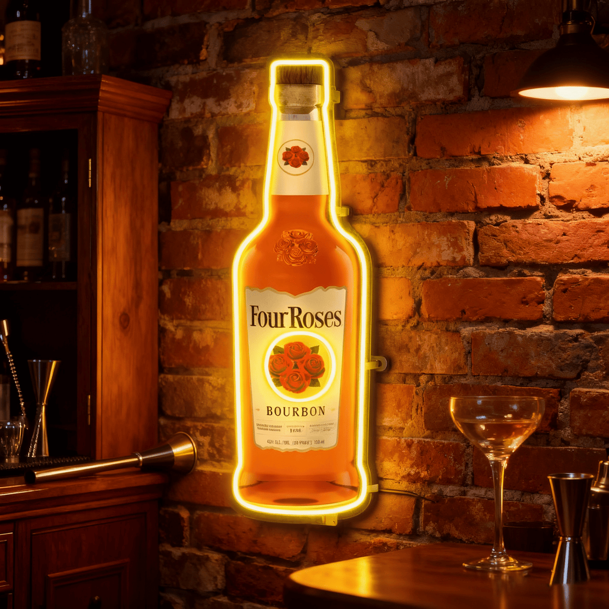 Bourbon Whiskey USB LED Neon Sign Bar Decor Man Cave Home Wall Art