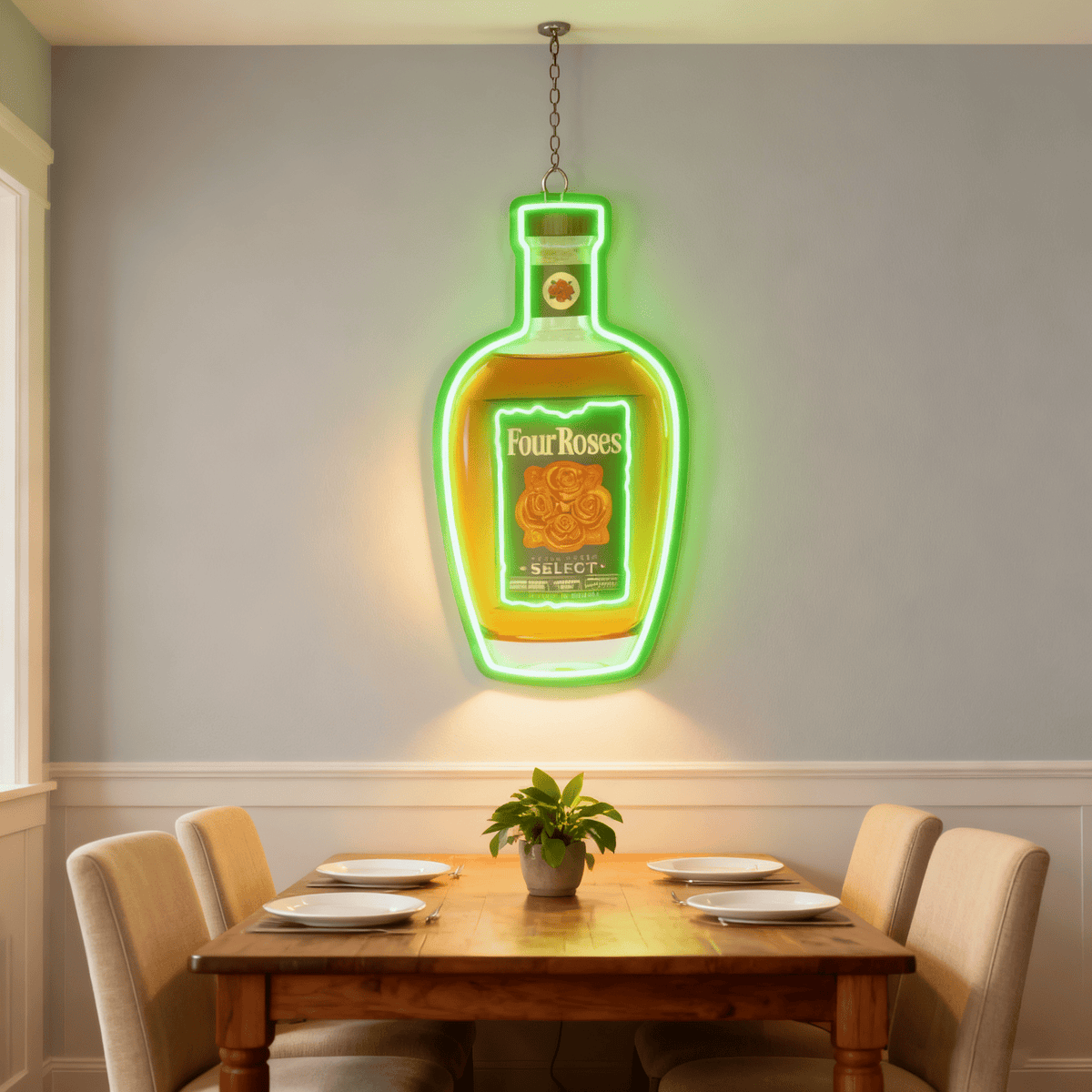 Bourbon Whiskey USB LED Neon Sign Bar Decor Man Cave Home Wall Art