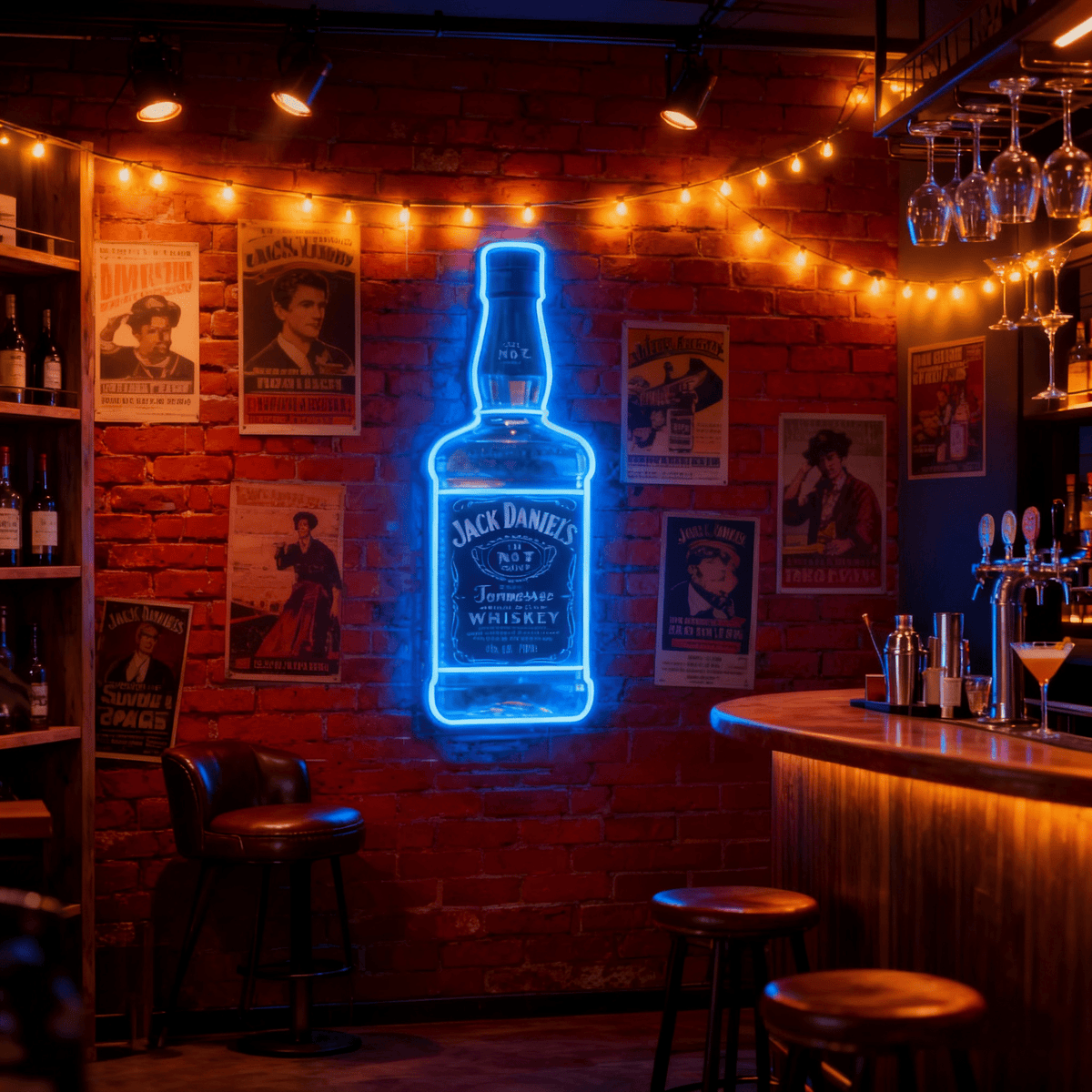 Bourbon Whiskey USB LED Neon Sign Bar Decor Man Cave Home Wall Art