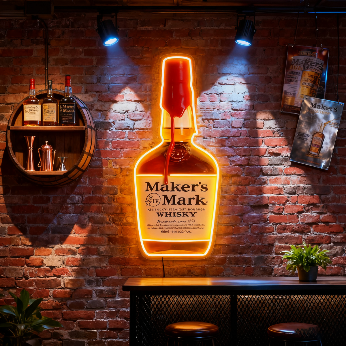 Bourbon Whiskey USB LED Neon Sign Bar Decor Man Cave Home Wall Art