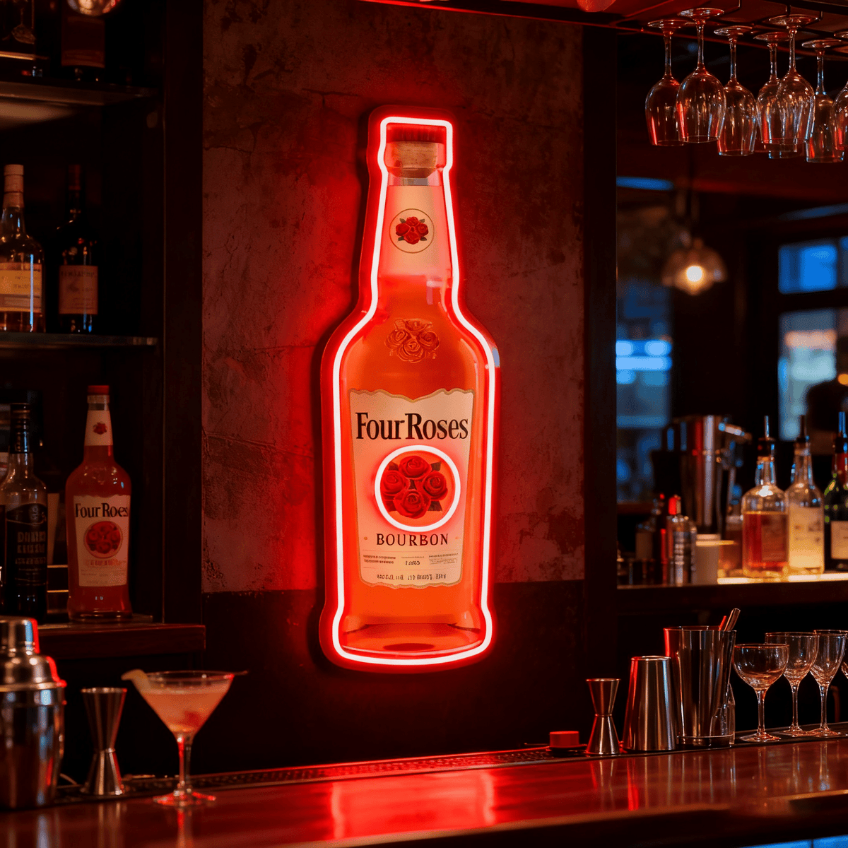 Bourbon Whiskey USB LED Neon Sign Bar Decor Man Cave Home Wall Art