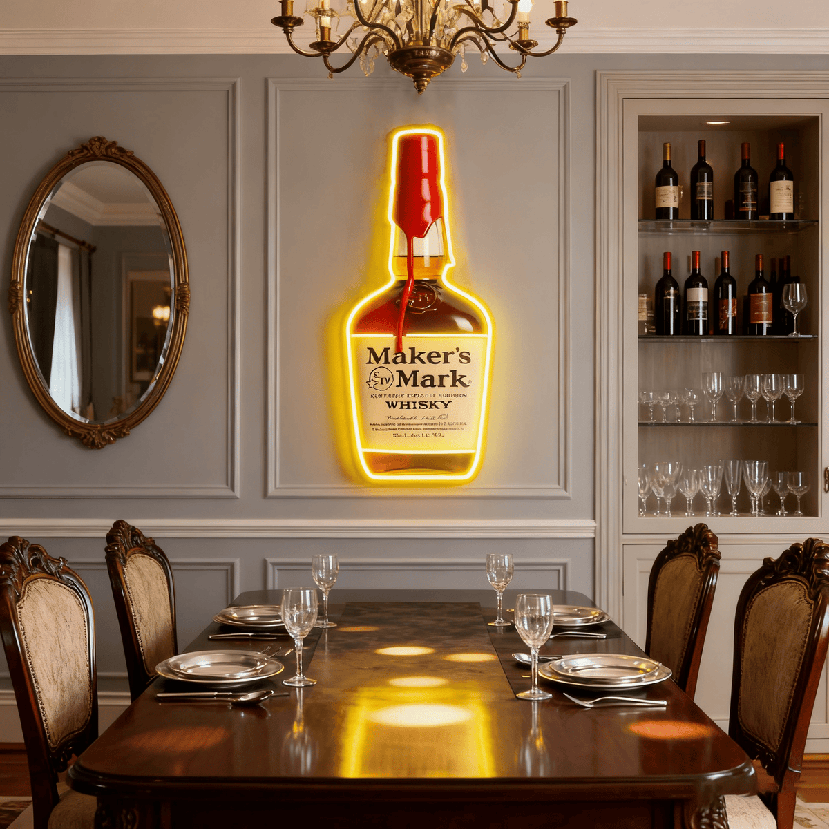 Bourbon Whiskey USB LED Neon Sign Bar Decor Man Cave Home Wall Art
