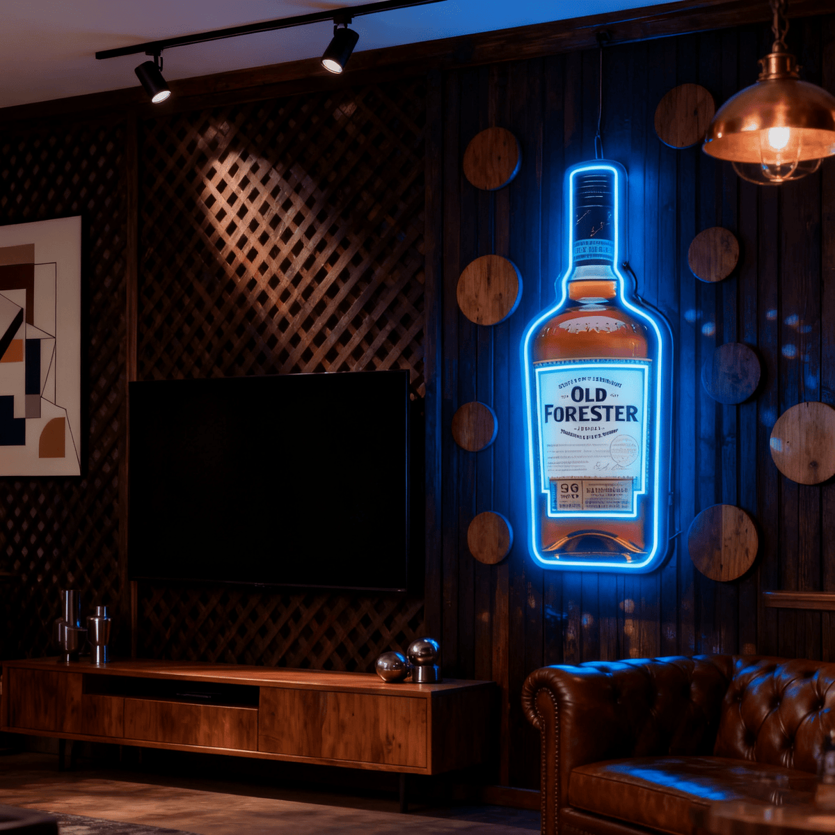 Bourbon Whiskey USB LED Neon Sign Bar Decor Man Cave Home Wall Art