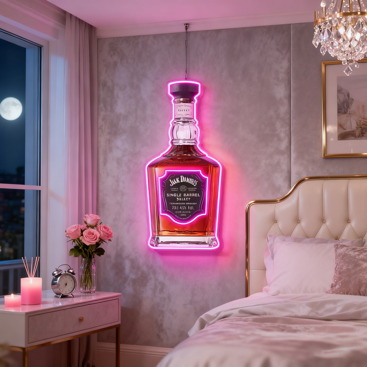 Bourbon Whiskey USB LED Neon Sign Bar Decor Man Cave Home Wall Art