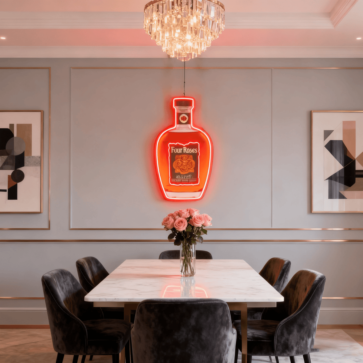 Bourbon Whiskey USB LED Neon Sign Bar Decor Man Cave Home Wall Art