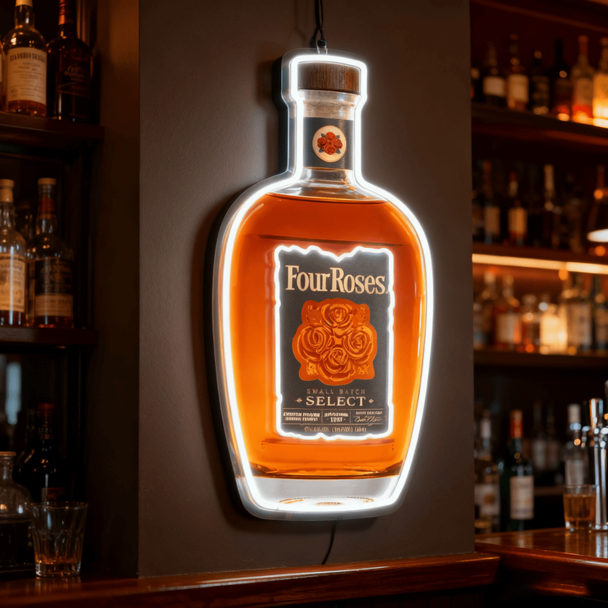 Bourbon Whiskey USB LED Neon Sign Bar Decor Man Cave Home Wall Art