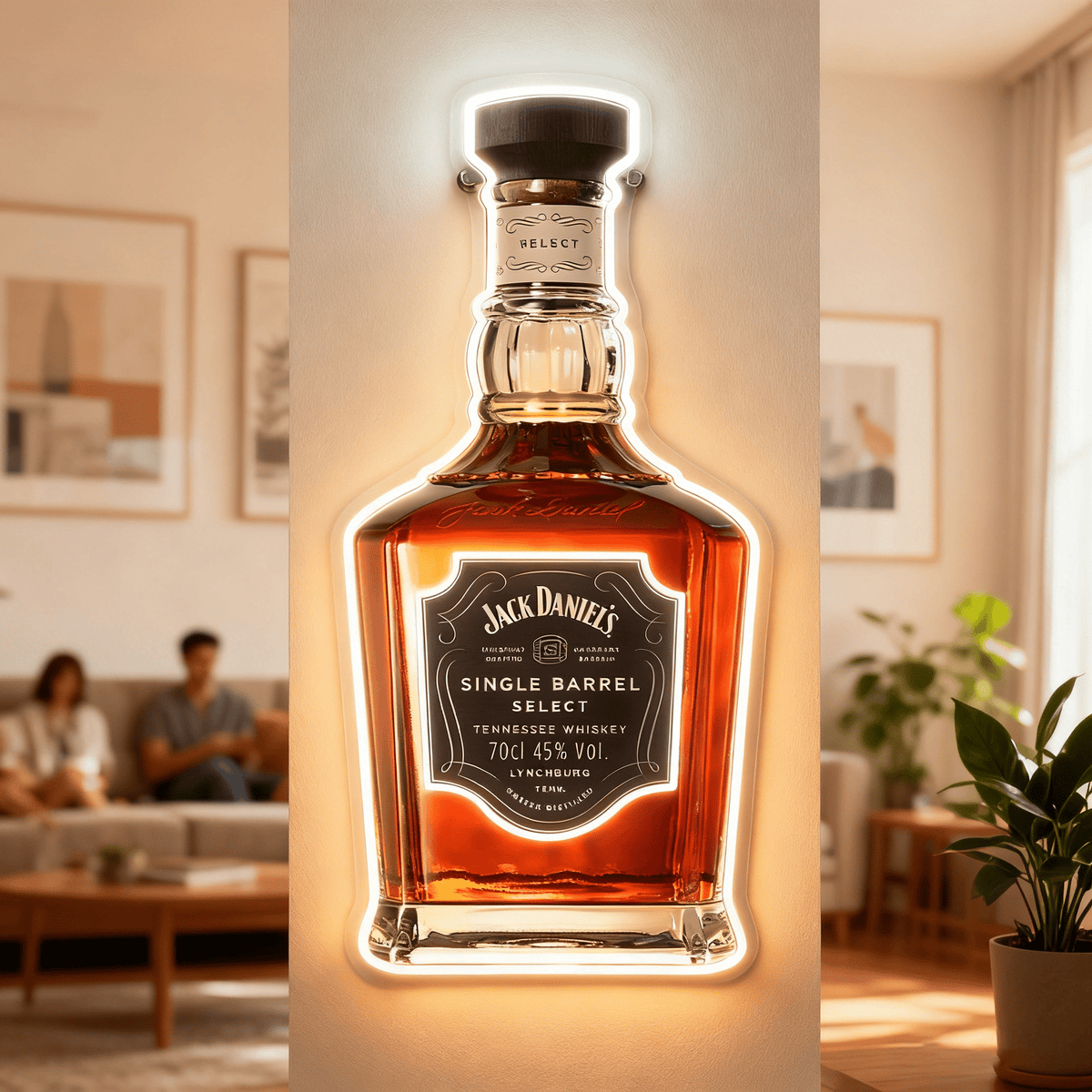 Bourbon Whiskey USB LED Neon Sign Bar Decor Man Cave Home Wall Art