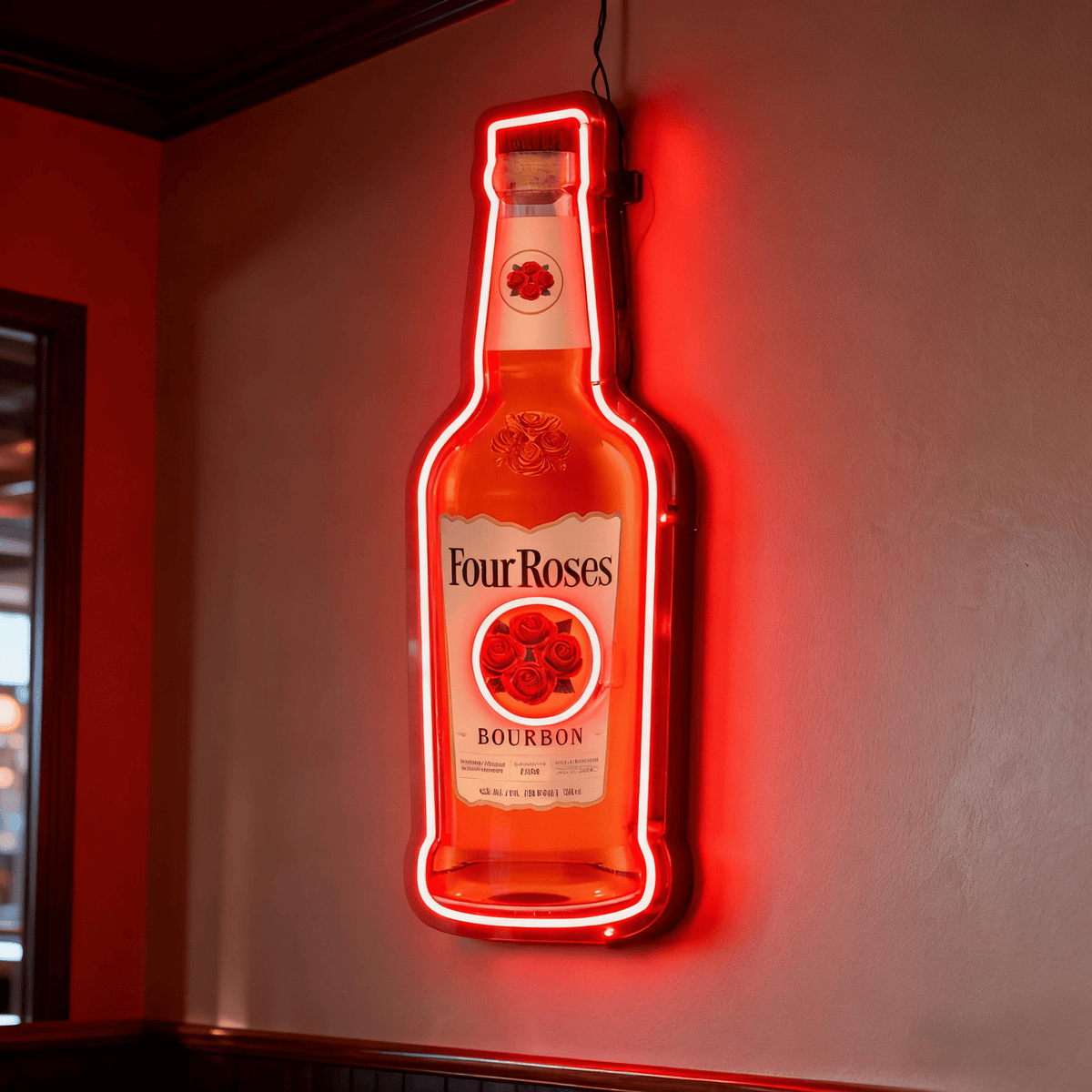 Bourbon Whiskey USB LED Neon Sign Bar Decor Man Cave Home Wall Art