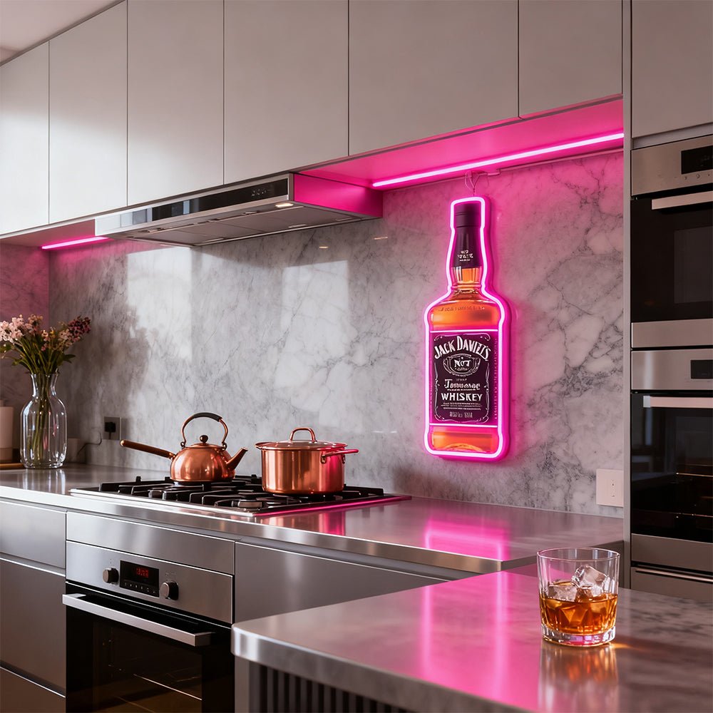 Bourbon Whiskey USB LED Neon Sign Bar Decor Man Cave Home Wall Art