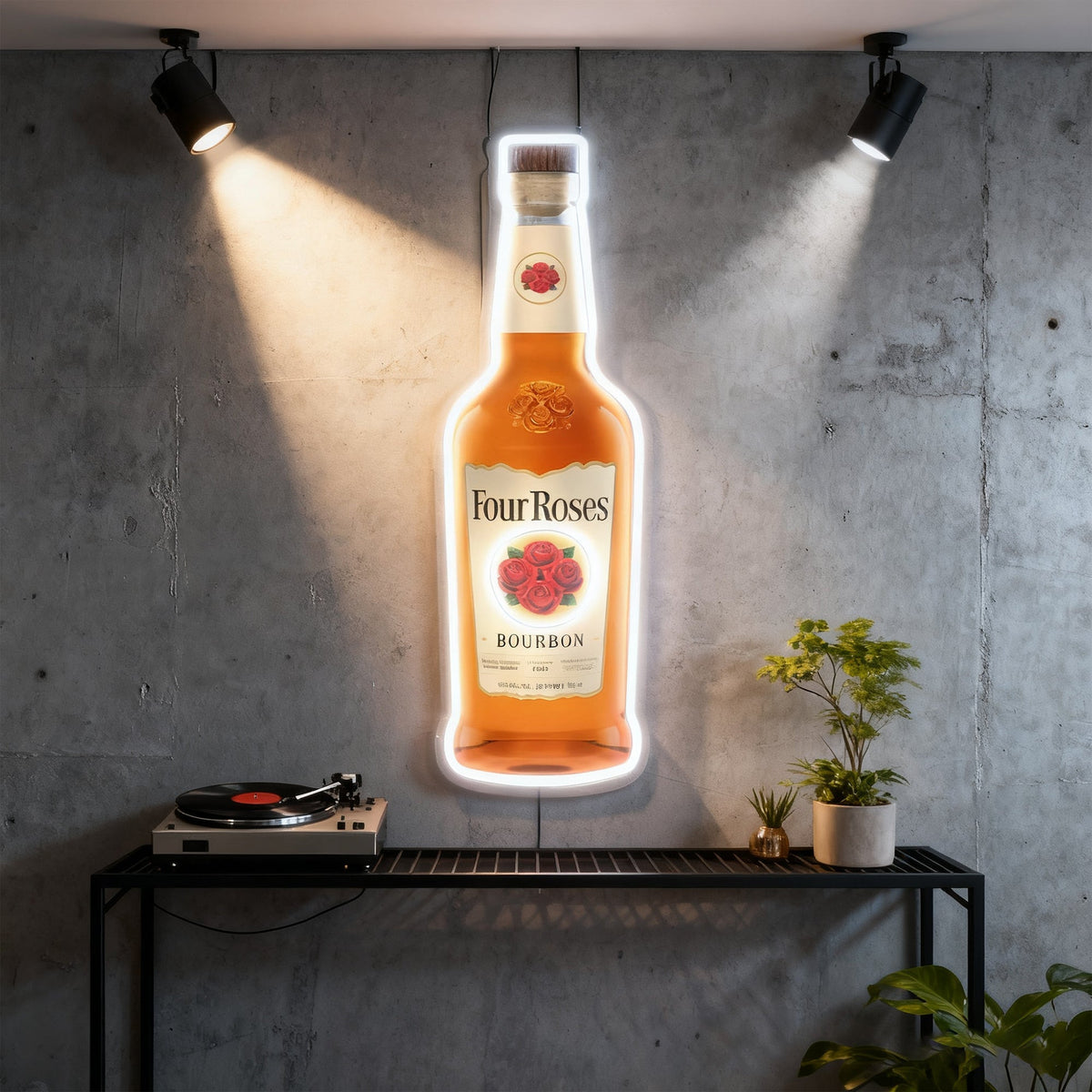 Bourbon Whiskey USB LED Neon Sign Bar Decor Man Cave Home Wall Art