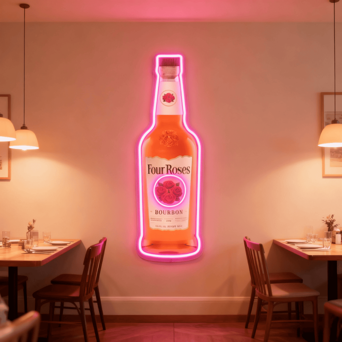 Bourbon Whiskey USB LED Neon Sign Bar Decor Man Cave Home Wall Art