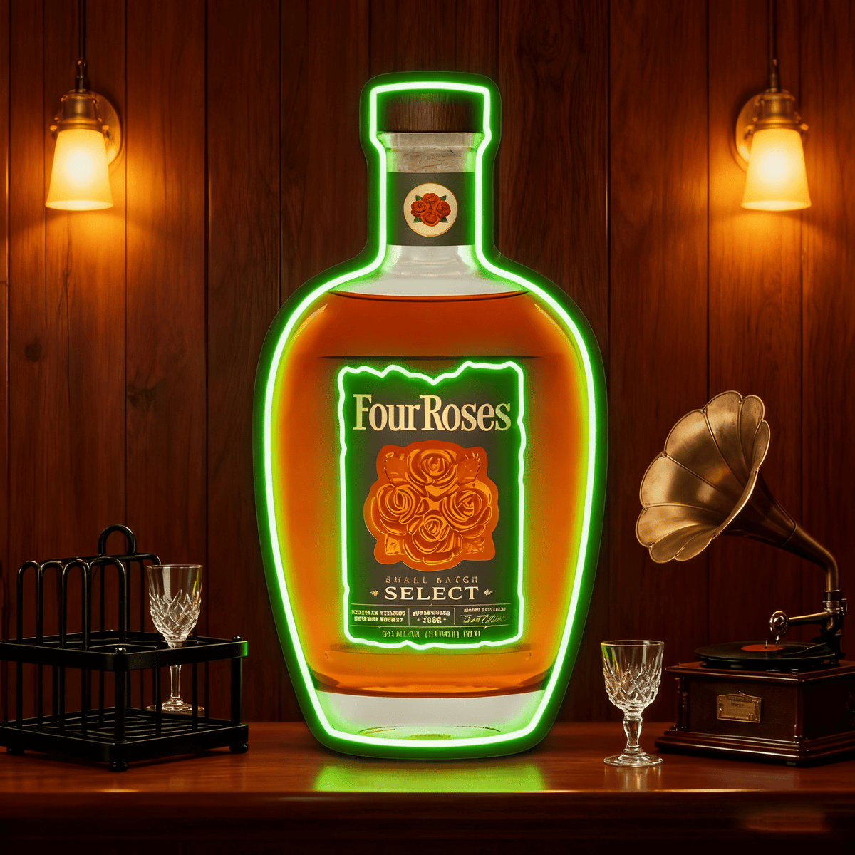 Bourbon Whiskey USB LED Neon Sign Bar Decor Man Cave Home Wall Art
