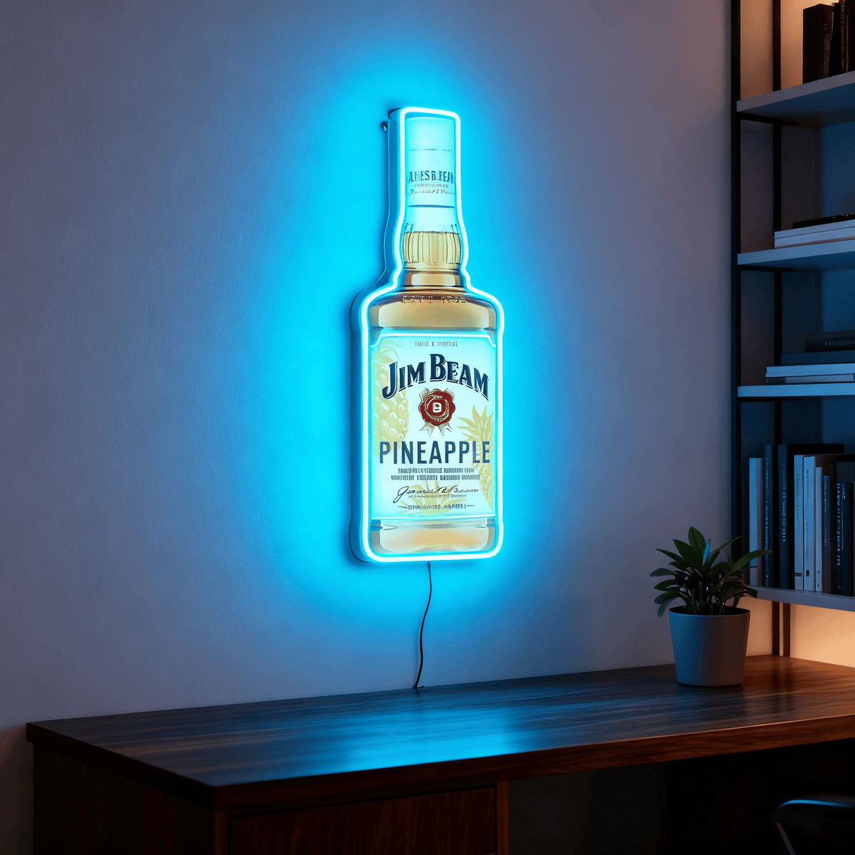 Bourbon Whiskey USB LED Neon Sign Bar Decor Man Cave Home Wall Art