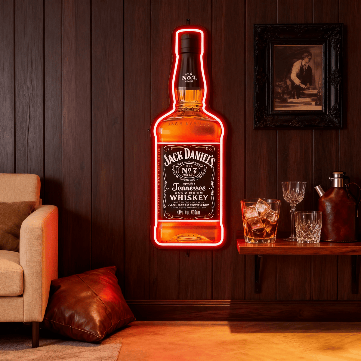 Bourbon Whiskey USB LED Neon Sign Bar Decor Man Cave Home Wall Art