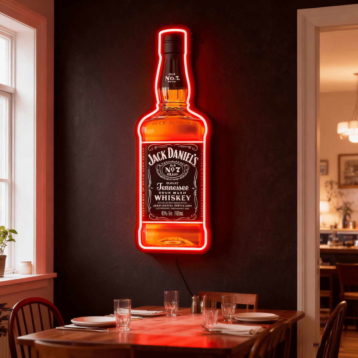 Bourbon Whiskey USB LED Neon Sign Bar Decor Man Cave Home Wall Art
