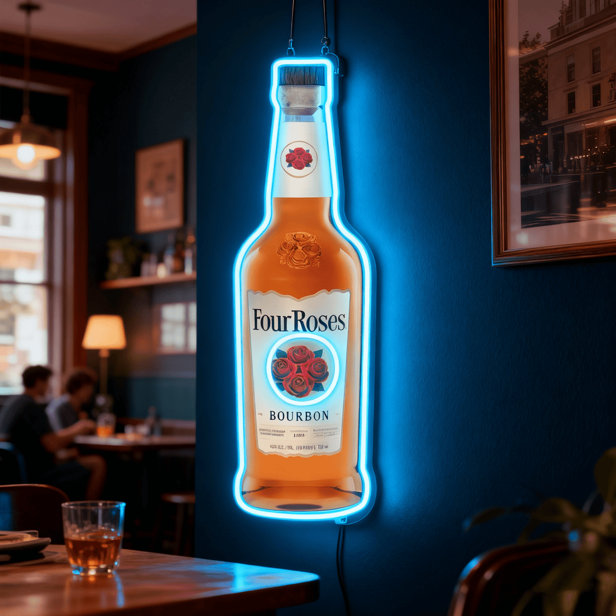 Bourbon Whiskey USB LED Neon Sign Bar Decor Man Cave Home Wall Art