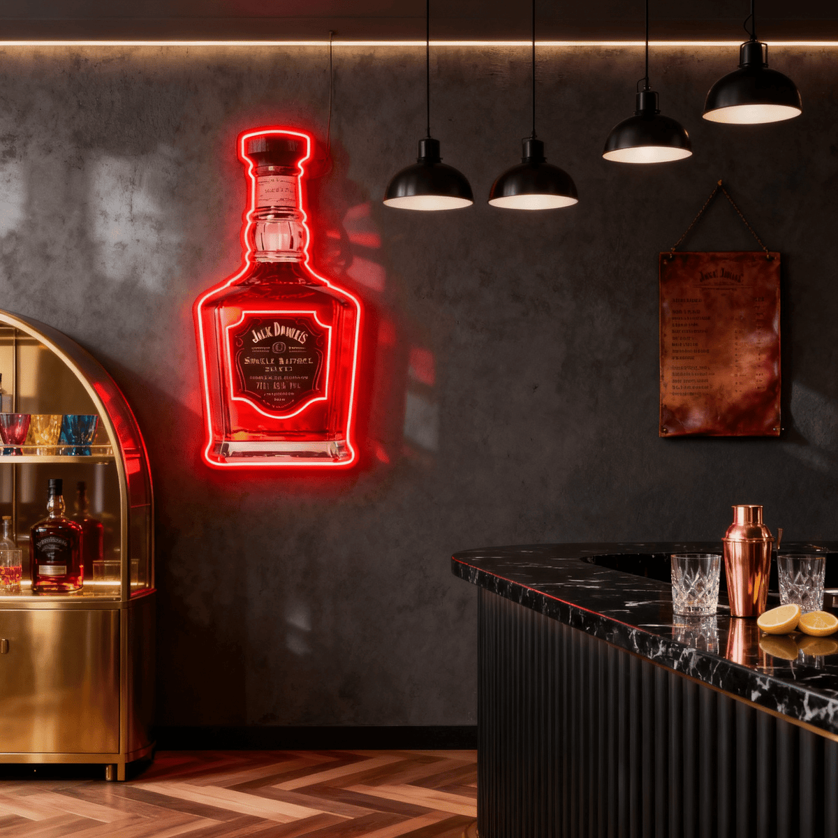 Bourbon Whiskey USB LED Neon Sign Bar Decor Man Cave Home Wall Art