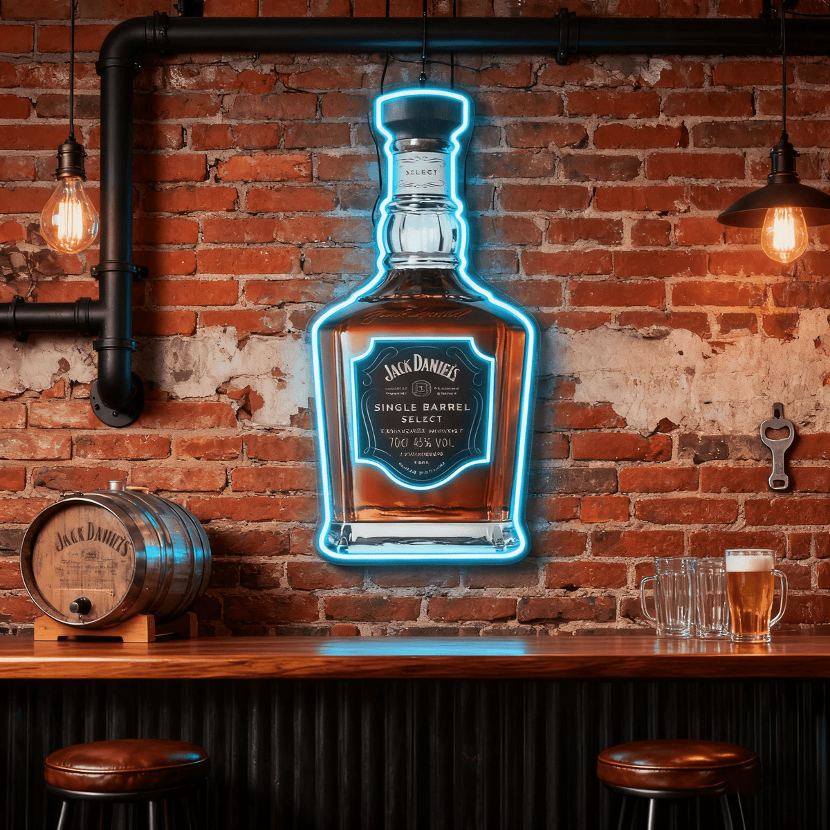 Bourbon Whiskey USB LED Neon Sign Bar Decor Man Cave Home Wall Art