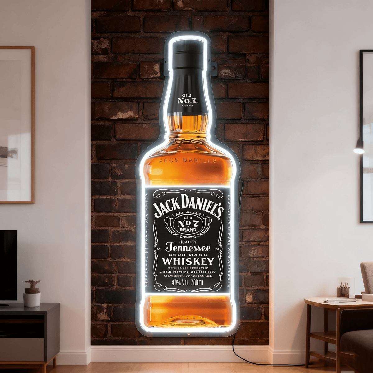 Bourbon Whiskey USB LED Neon Sign Bar Decor Man Cave Home Wall Art