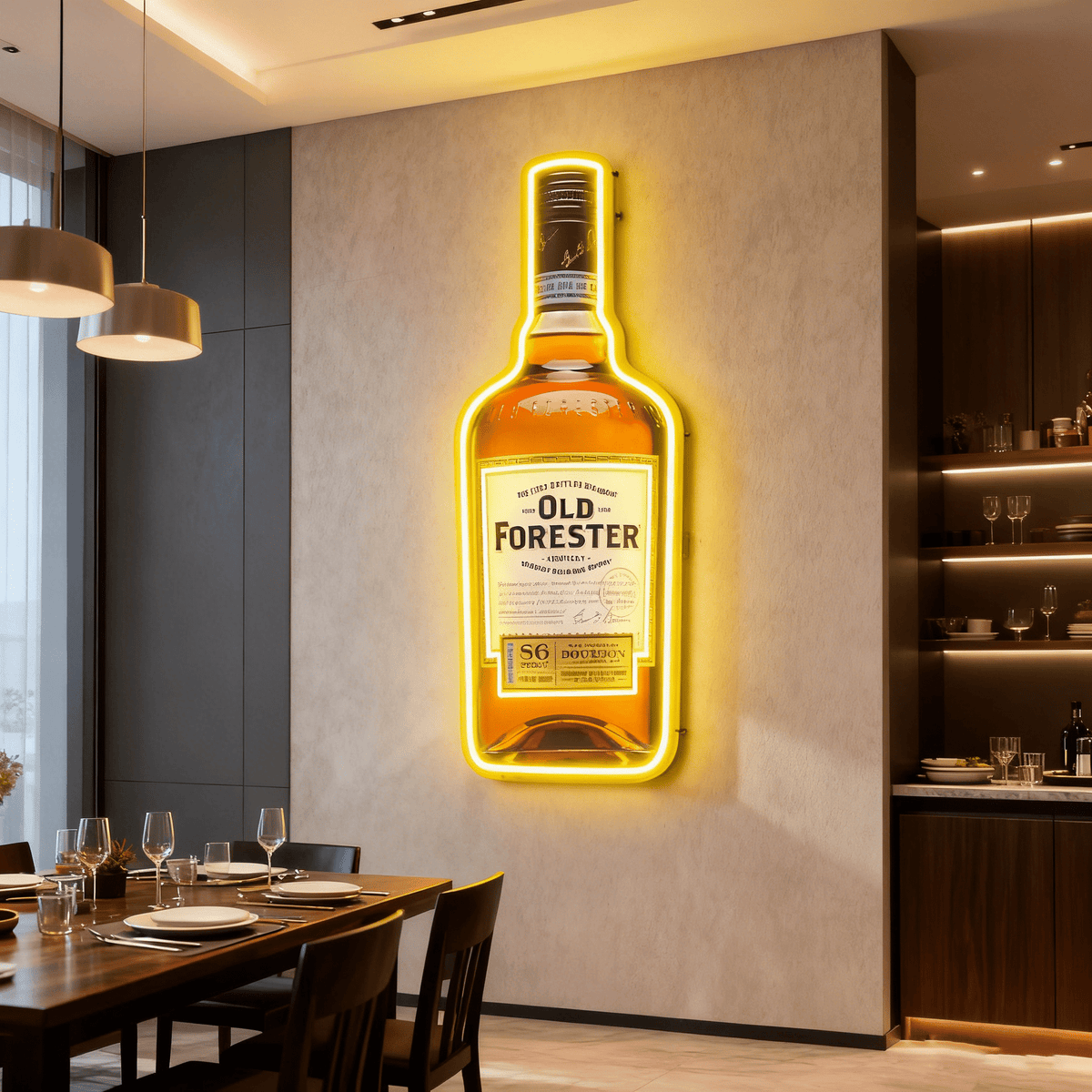 Bourbon Whiskey USB LED Neon Sign Bar Decor Man Cave Home Wall Art