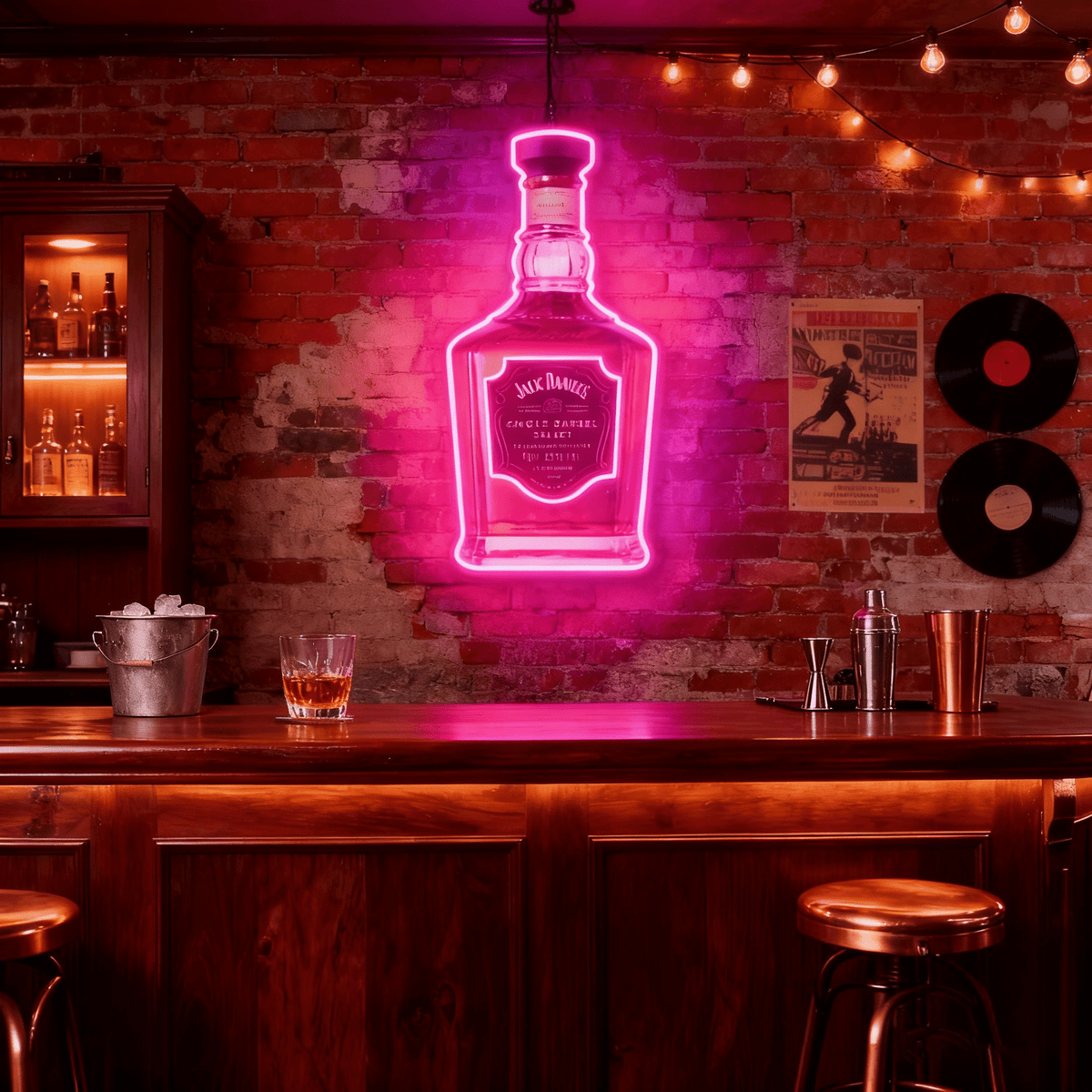 Bourbon Whiskey USB LED Neon Sign Bar Decor Man Cave Home Wall Art