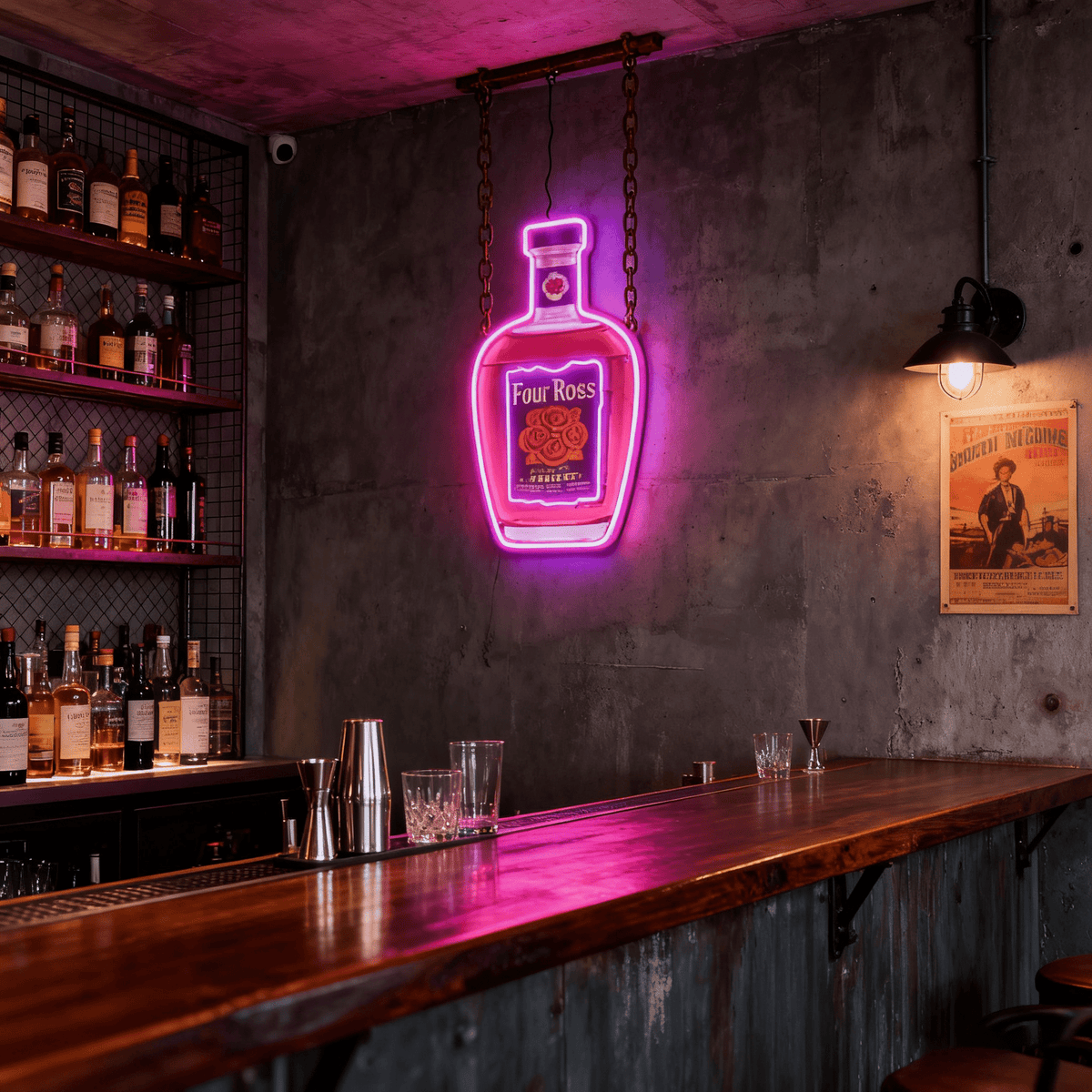 Bourbon Whiskey USB LED Neon Sign Bar Decor Man Cave Home Wall Art