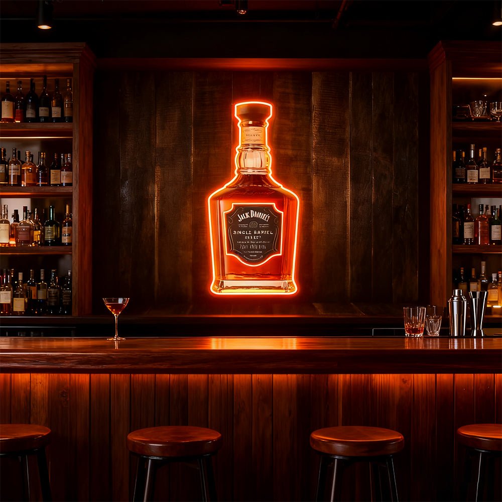 Bourbon Whiskey USB LED Neon Sign Bar Decor Man Cave Home Wall Art