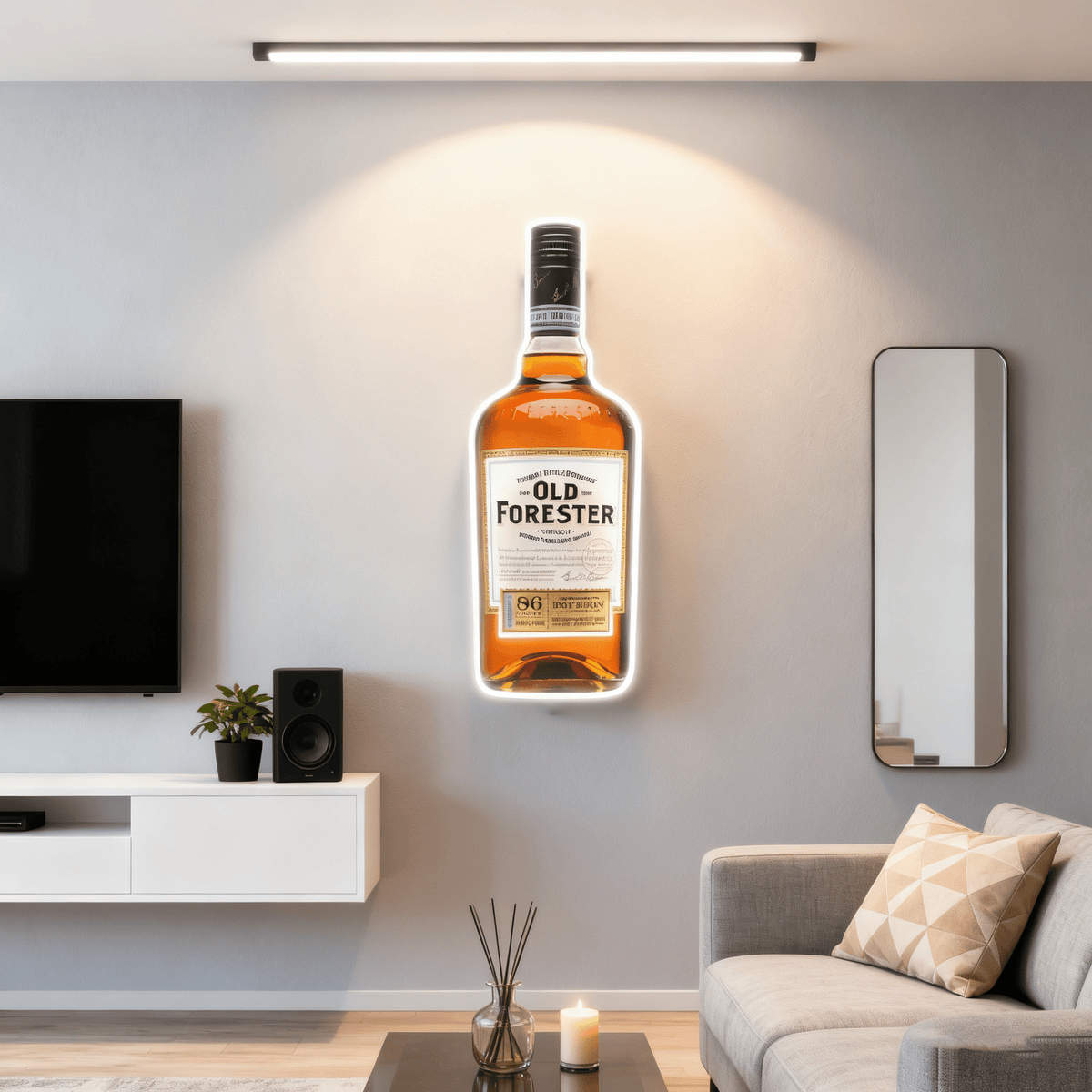Bourbon Whiskey USB LED Neon Sign Bar Decor Man Cave Home Wall Art