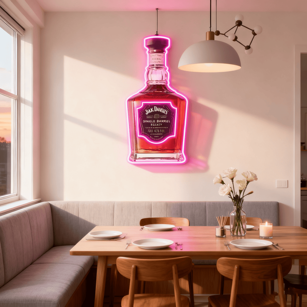 Bourbon Whiskey USB LED Neon Sign Bar Decor Man Cave Home Wall Art